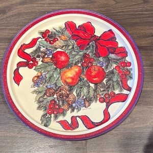 Christina ladas Festive Holiday Plate with Red Ribbon Design 12:29